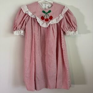 The Calico Butterfly striped girls cherry dress size 3/4